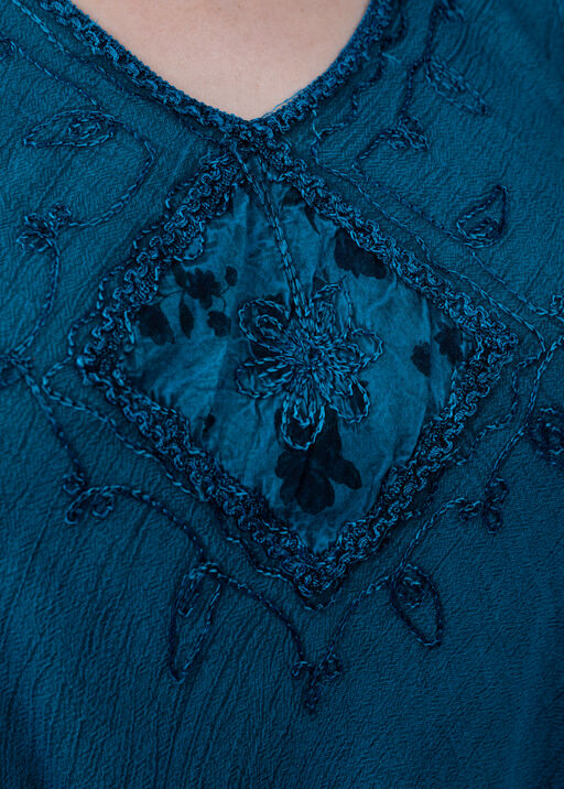 Sleeveless Embroidered Umbrella Dress, Teal, original