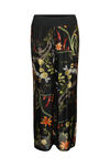 Floral Print Silk Wide Leg Pant , Black, original image number 0