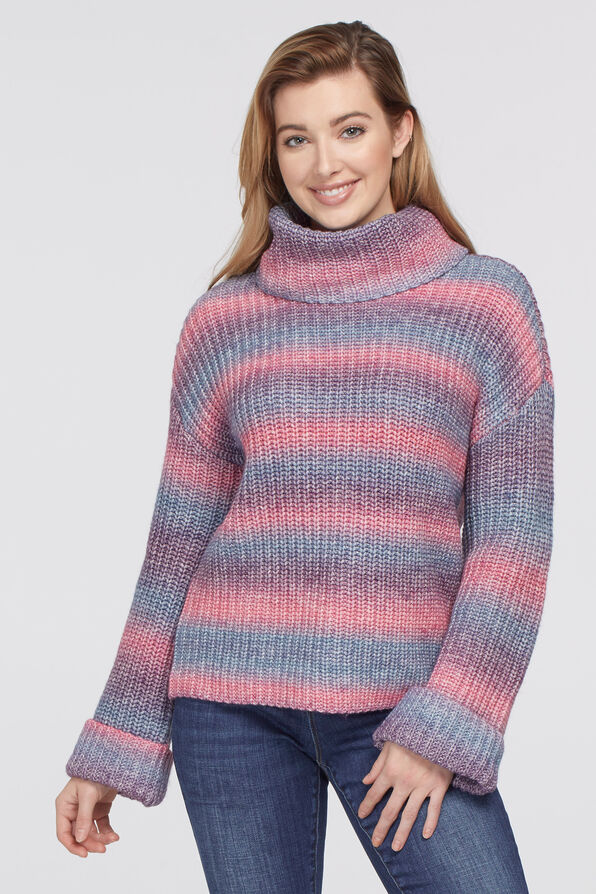 Space-Dye Turtleneck Sweater, Multi, original image number 0