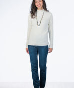 White Ribbed Mockneck Sweater , White, original image number 2