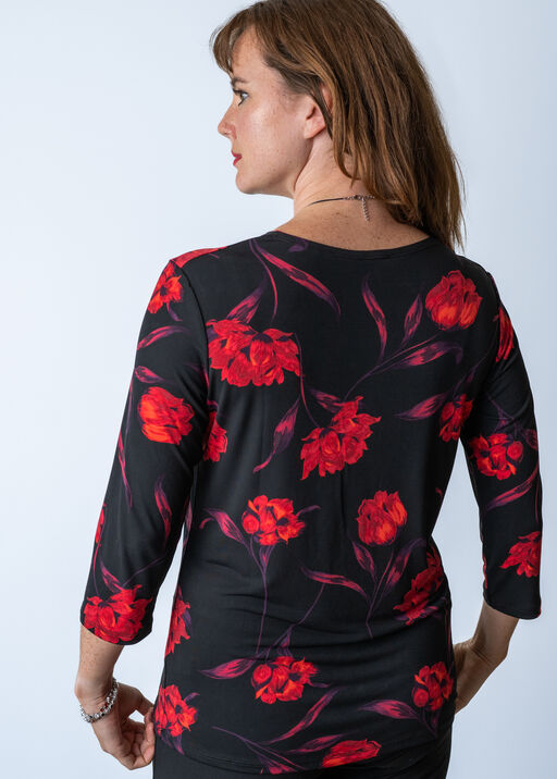Red Roses And All-Over Floral  Autumn Shirt, Black, original