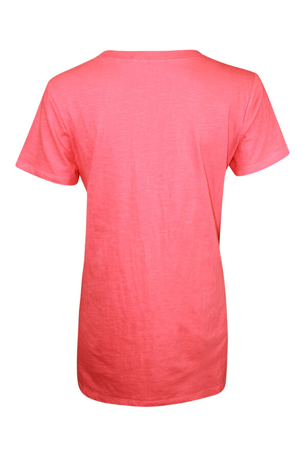 Cotton Short Sleeve T-Shirt with Coconut Buttons, Coral, original image number 1