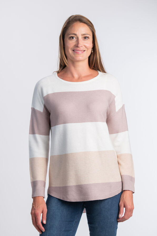 Long Sleeve High-Low Knit Sweater , Lavender, original image number 0