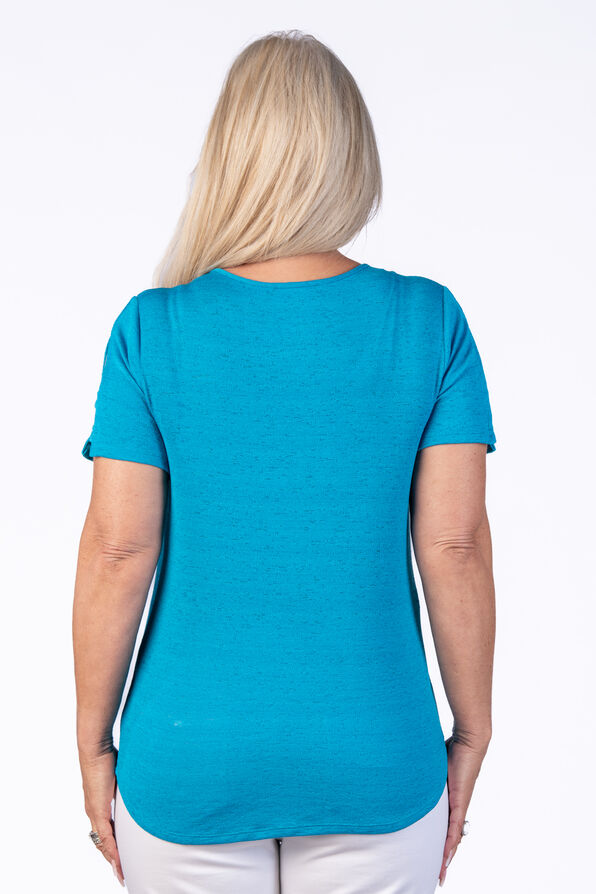 Shoulder Slit Tee, Turquoise, original image number 2