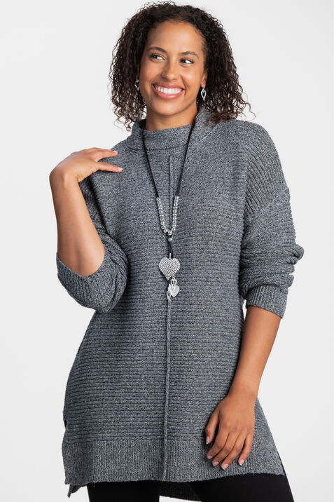 Long Sleeve Cowl Neck Sweater , Charcoal, original