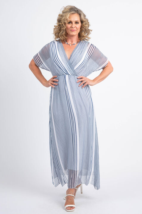 Short Sleeve Sheer Maxi Dress, Blue, original