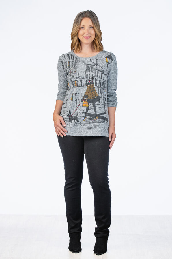 Graphic Girl Heathered Shirt, Grey, original image number 3