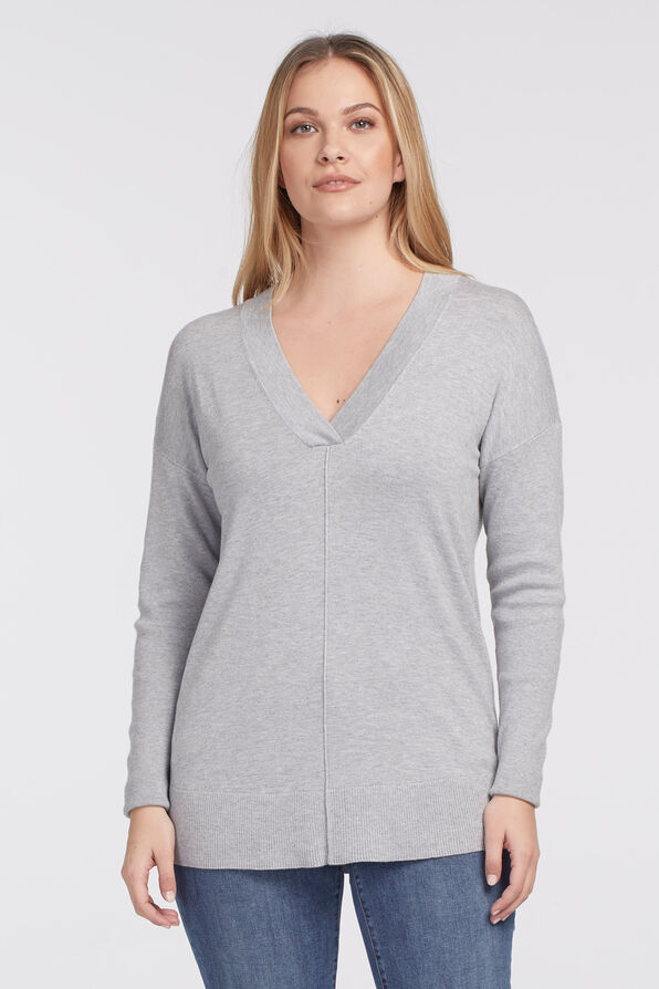 Jersey V Sweater, Grey, original image number 0