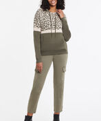 Leopard Hoodie Sweater, Olive, original image number 0