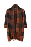 Plaid Cardigan with Attached Scarf, , original image number 1