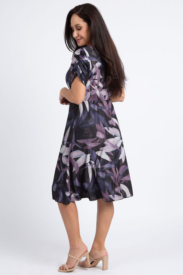 Reversible Short Sleeve Floral Dress, Black, original image number 1