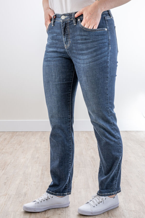 Slim-Leg Mid-Rise Jag Jeans , Denim, original image number 2