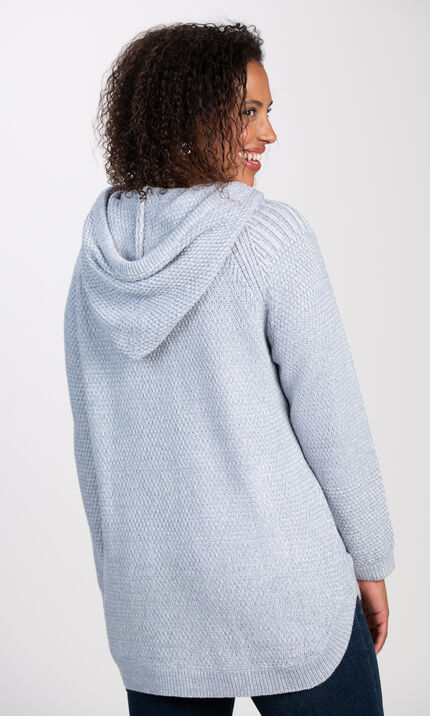 Cable Knit Hooded Sweater , Denim, original
