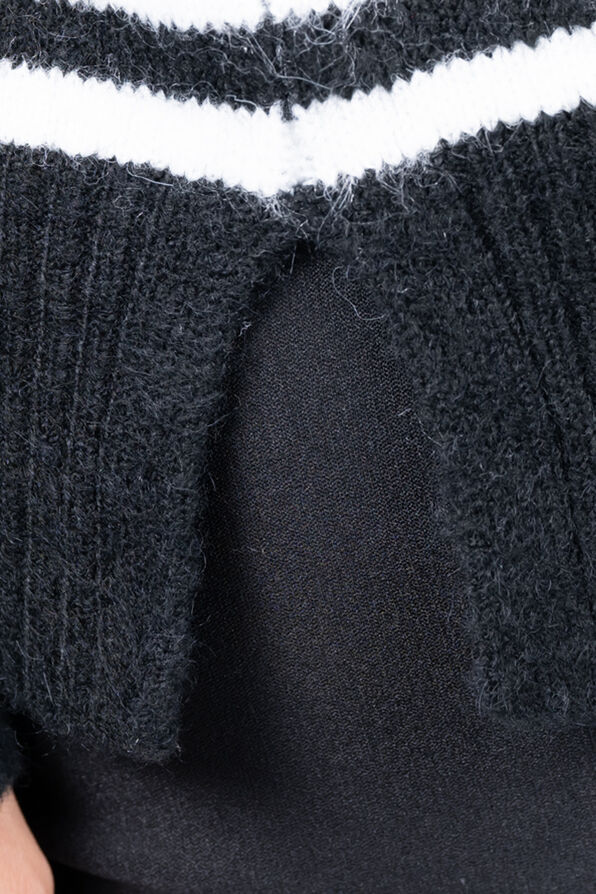 Long Sleeve Striped Sweater , Black, original image number 2