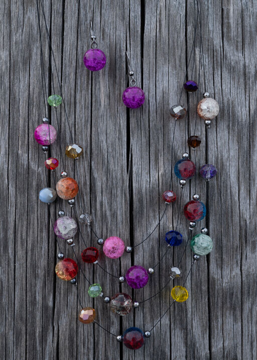 Multi-Strand Glass Bead Necklace Set, Turquoise, original
