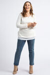 Cable Knit Sweater w/ Chiffon Underlay, , original image number 0
