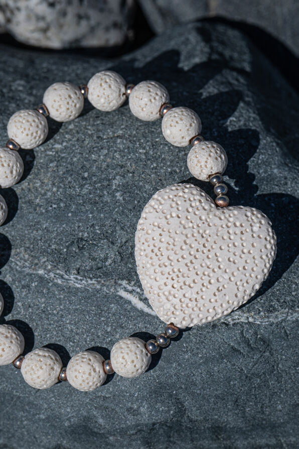 Lava Rock Heart Bracelet, Natural, original image number 0