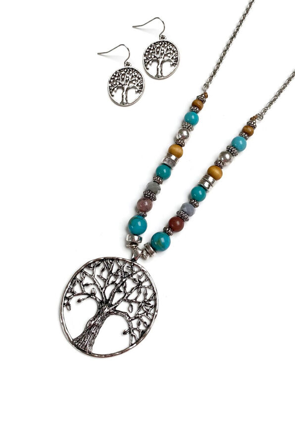 Tree Life Necklace Set, Turquoise, original image number 0