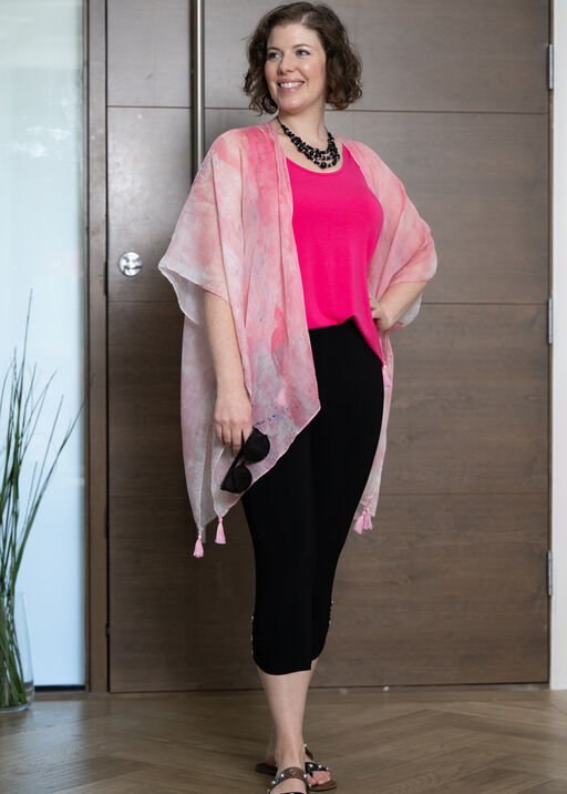 Light Fuchsia Tassel Kimono, Pink, original