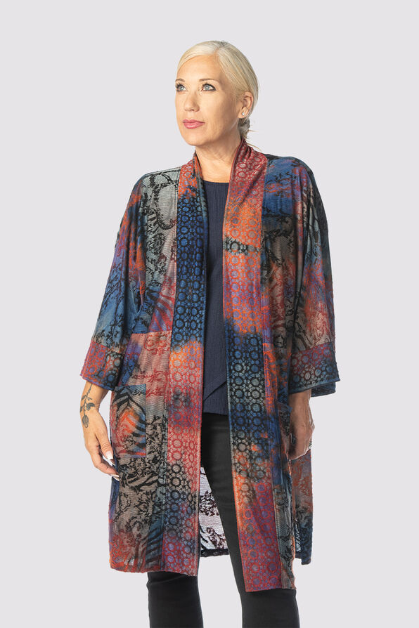 Vintage Velvet Kimono Cardi, Multi, original image number 2