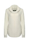 Sasha Cable Knit Sweater with Cowl Neck, Cream, original image number 0