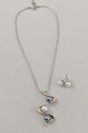 Pearl Swagger Necklace and Earring Set, Silver, original image number 0