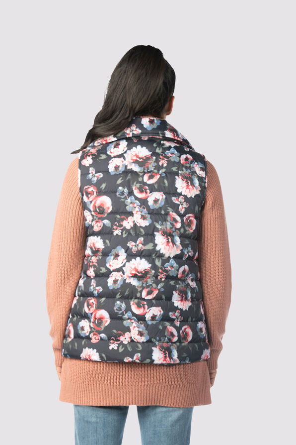 Spring Floral Puffer Vest, Black, original image number 1
