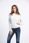 Chevron Pointelle Lurex Sweater , Silver, original image number 0