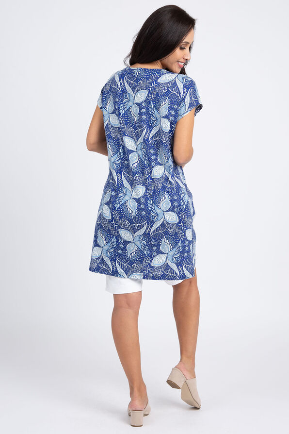 Short Sleeve Floral Tunic , Blue, original image number 2