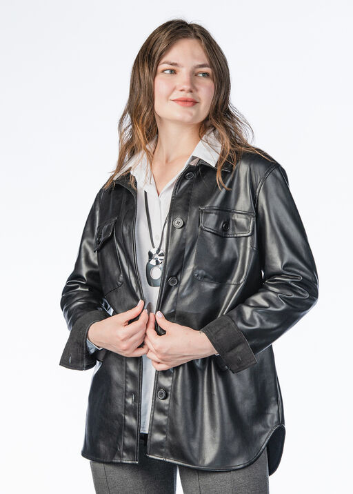Luxe Faux-Leather Jacket, Black, original
