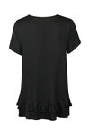 Bling Ruffle Hem Short Sleeve Shirt, Black, original image number 1
