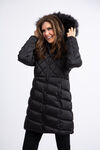 Fur Hood Insulated Winter Coat, Black, original image number 1