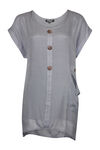 Cap Sleeve Top with Coconut Buttons, Grey, original image number 0
