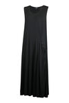Sleeveless Midi Dress with Drawstring Pocket, Black, original image number 0