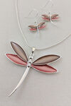 Serene Dragonfly Necklace and Earrings Set, Pink, original image number 2