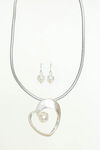 Pearl Heart Necklace Set , Silver, original image number 0