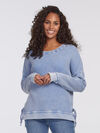 Wilhelmina Side-Lace Waffle Sweater, Blue, original image number 0