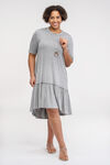 Short Sleeve T-Shirt Dress with Ruffle Hi-Lo Hem, Grey, original image number 0