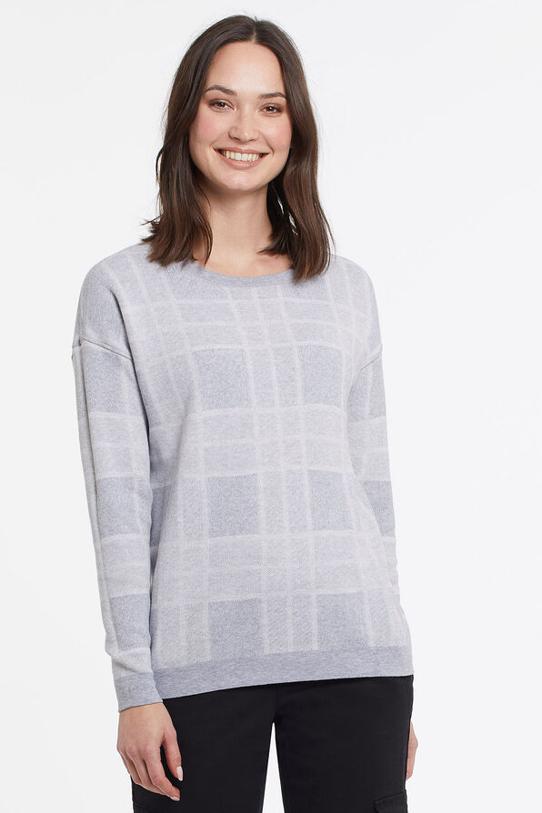 Reversible Cotton Sweater, Grey, original image number 0