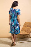 Short Sleeve Knee Length Dress, Blue, original image number 2