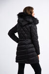Fur Hood Insulated Winter Coat, Black, original image number 3