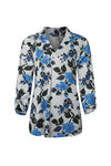 Floral Print V-Neck Sweater, Blue, original image number 0