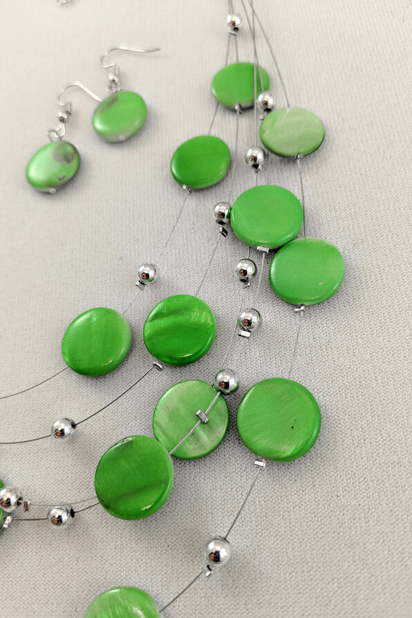 Candied Necklace and Earring Set, Green, original image number 2
