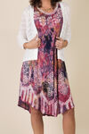 Sleeveless Embroidered Tie Dye Swing Dress, Pink, original image number 3