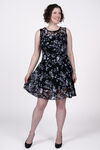Sleeveless Floral Lace Dress, Black, original image number 1