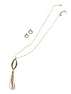 Oval Tassel Necklace Set , Gold, original image number 1