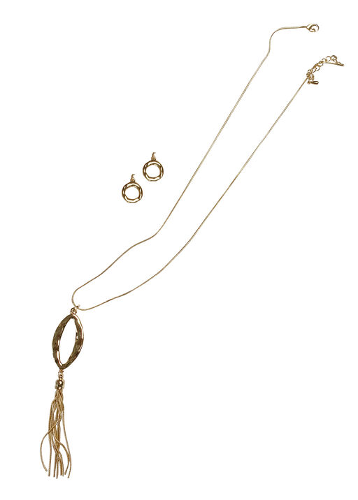 Oval Tassel Necklace Set , Gold, original