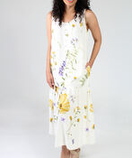 Floral Linen Maxi Dress, Yellow, original image number 0