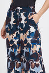 Wide Leg Pull-On Printed Trousers, Blue, original image number 3