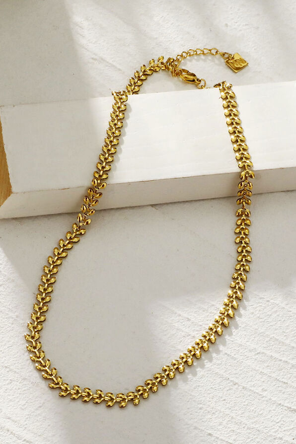 FANIA Leafy Patterned Bold Chain Necklace, Gold, original image number 2